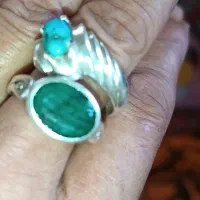 انگشتر قدیمی اصل فیروزه رگه نبرد انگشتر زمرود