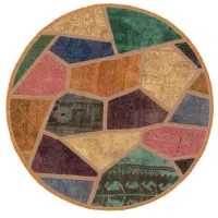 کلاژ فرش دستباف 82x82 وینتیج کوبیسم 0.5م تکه دوزی