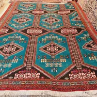 قالی ۱۰متری آکبند ترکمن زمینه سبز