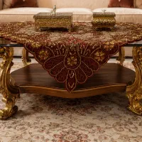 میز پذیرایی میز جلو‌ مبل  منبت اصفهان ورق طلا