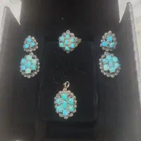 نیم ست نقره باسنگ فیروزه اصل