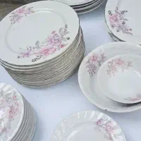 ۱۲ بشقاب برنج خوری و ۲ دیس چینی اسپیدار و ...