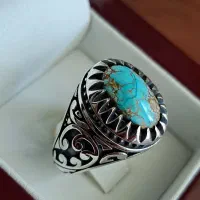 انگشتر فیروزه شجر نیشابور و عقیق یمنی