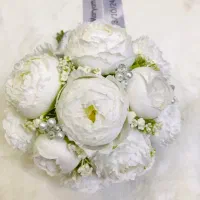 دسته گل عروس پیونی و ارکیده