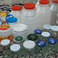 دبه اب شیشه ترشی سس و رب سطل ماست
