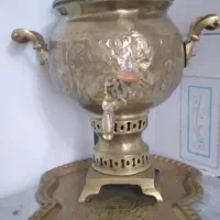 سماور ذغالی جنس برنجی با سینی
