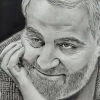 نقاشی هایپر رئال سیاه‌قلم قاسم سلیمانی