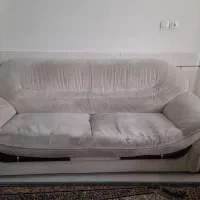 مبل راحتی رنگ کرم تمام پارچه ۷ نفره