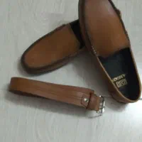 کفش چرمی مردانه با ست کمربند نونونو