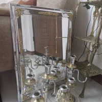 اینه وشمعدان زیبا وشیک روکش اب طلا