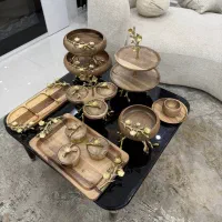 سرویس پذیرایی چوبی پنج تیکه جهیزیه|ظروف سرو و پذیرایی|مشهد, ابوذر|دیوار