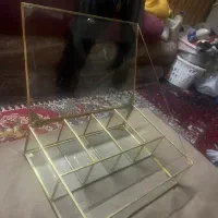 جای اجیل شکلات برنجی شیشه ای