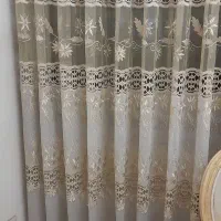 دوعددپرده پذیرایی کتان گلدوزی شده ترک