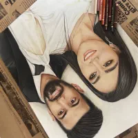 نقاشی چهره سیاهقلم مدادرنگی