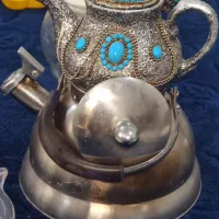 کتری استیل با قوری چینی