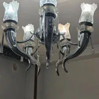 یک جفت لوستر فلزی پنج شعله همراه لامپ