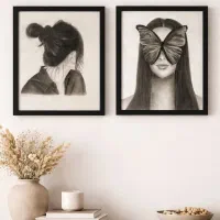 تابلو نقاشی چهره سیاه قلم
