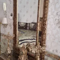 آینه کنسول شمعدان برنج و چوب راش