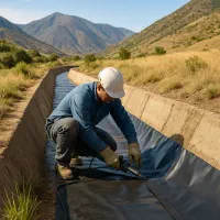 آب‌بندی و پوشش پلیمری کانال‌های انتقال آب در تکاب