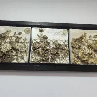 قاب سه قطعه متصل به هم طلایی سفید