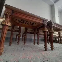 مبل استیل ۹ نفره چوب گردو اصل‌ سالم