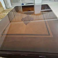 میز چوبی با پایه فلزی