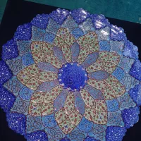 ظرف میوه مسی میناکاری شده اندازه ۳۸×۳۸