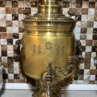 سماور ۷لیتری استوانه مهرداربرنجی سنتی و کلکسیونی