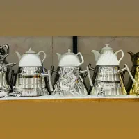 کف قیمت قوری کتری استیل کفچدن لعابی چایساز روهمی