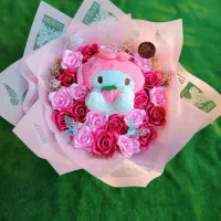 ست دسته گل های پولیشی و فانتزی در قالب هدیه