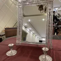 آینه شمعدان نقره قدیمی و آنتیک طرح هخامنشی