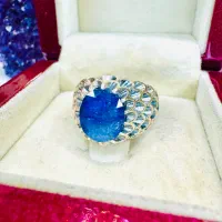 انگشتر فوق لوکس سنگ یاقوت کبود جواهری اصل موزامبیک