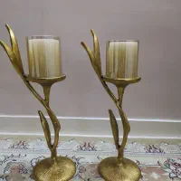 دو عدد شمعدان فلزی