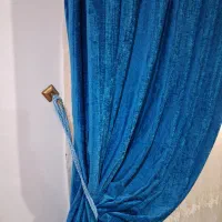 دو عدد پرده حریر طرح دار همراه دوعدد مخمل درجه یک