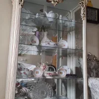 بوفه دو متری قدی سفید منبت چوب