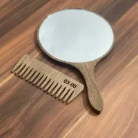 آینه و شانه چوبی فانتزی با حکاکی
