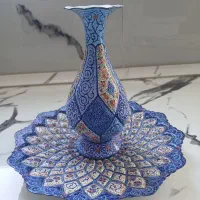گلدان و بشقاب مینا کاری