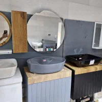 فولست روشویی کابینتی با کاسه طوسی و آینه۳۷در۶۰