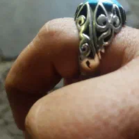 انگشتر نگین فیروزه و دست کوب