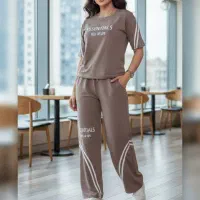 ست تیشرت و شلوار نوار دوزی زنانه