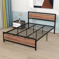 تخت خواب دونفره بدنه فلزی و چوبی  نو