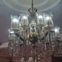 لوستر برنزی ۱۲شعله سالم در حدنو وتابلو نقاشی