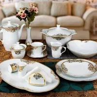 سرویس 12 نفره 104 پارچه چینی پردیس مدل دانته طلایی