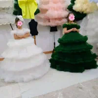آف لباس عروس مجلسی کودک دخترانه طبقه ای پر حجم