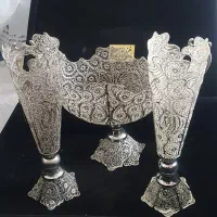 ست گلدان و کشکول ملیله کاری بزرگ