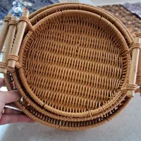 سینی حصیری دسته چوبی در حد نو