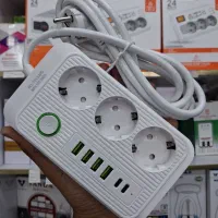 پاور سوکت سه راهی +  شارژر (پورت USB + تایپ C)