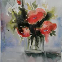 کارت پستال دستی گل ومنظره