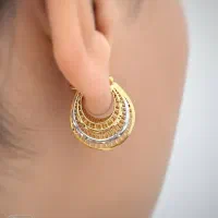 گوشواره زنانه تراش مدل هندی عیار ۹۲۵ نقره برف