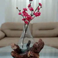 گلدان دفرمه چوب و شیشه